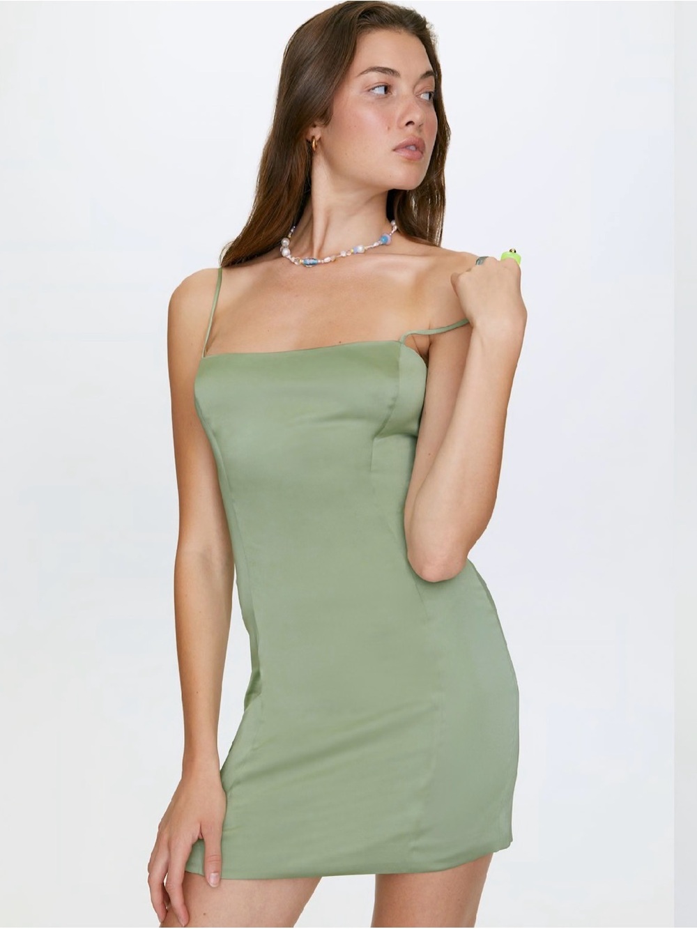 Sunday Best Sage Green Slip Mini Dress